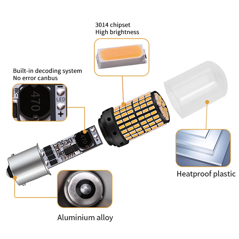 Светодиодная лампа высокой мощности 20 Вт 1x1156 BA15S P21W 144smd CanBus BAU15S PY21W для указателей