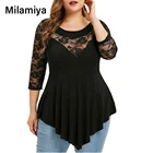 2021 Для женщин s размера плюс большие размеры Топы Femme элегантное кружево с цветочным мотивом футболка Для женщин эластичные футболки большого размера 5xl Xxxxxl