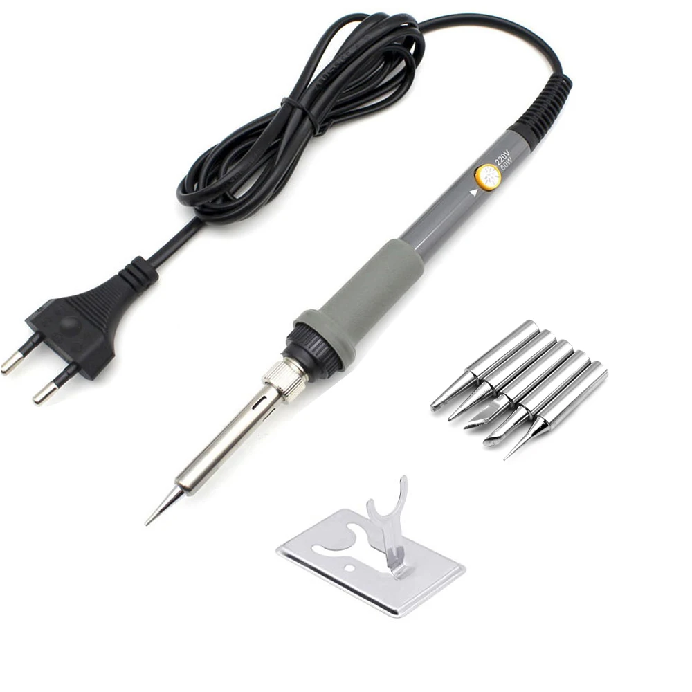 Паяльник с регулируемой температурой паяльный инструмент 5 наконечниками 60 Вт