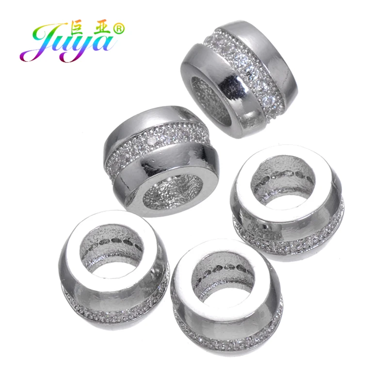 

Juya DIY Fashion Jewelry Beads Supplies CZ Micro Pave Crystal Charm Tubes Beads For Natural Stones Beadwork Jewelry Making