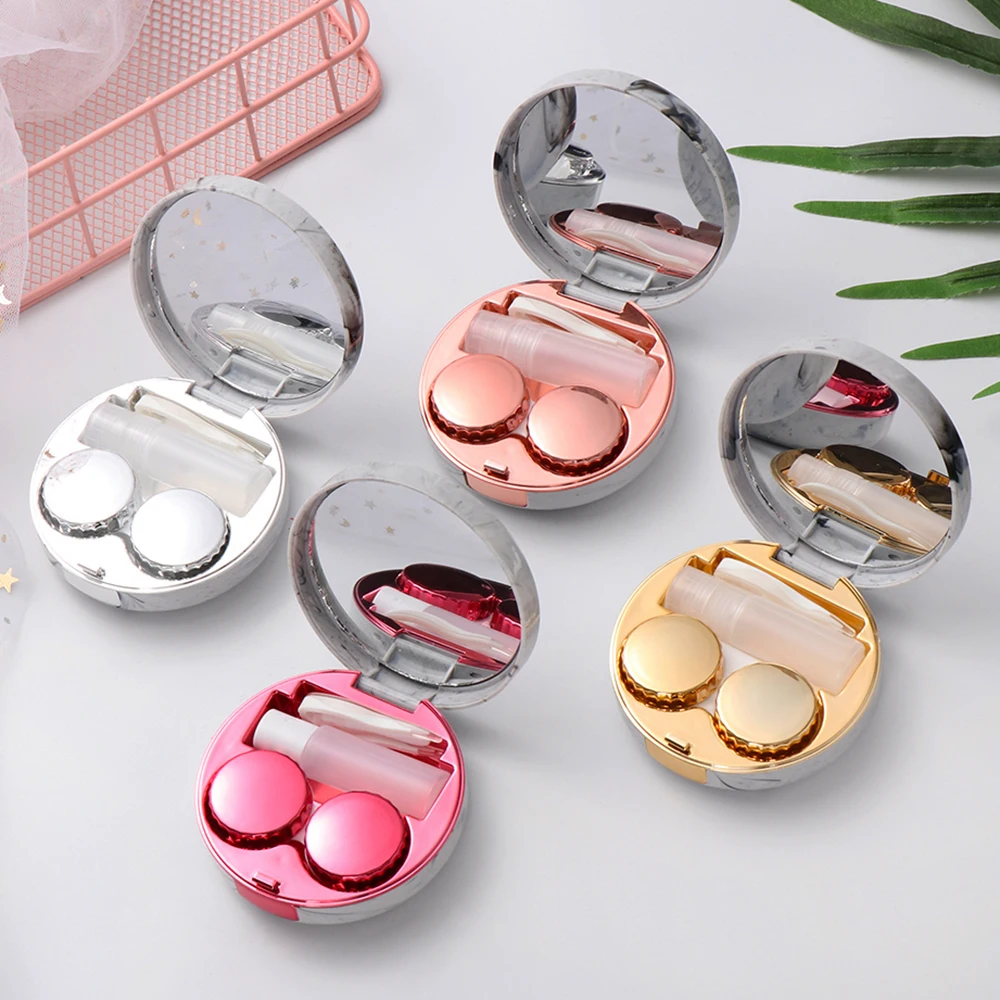 

1Pc Hot Cute Marble Stripe Contact Lens Case Travel Glasses Lenses Box For Unisex Eyes Care Kit Holder Container Support Gift