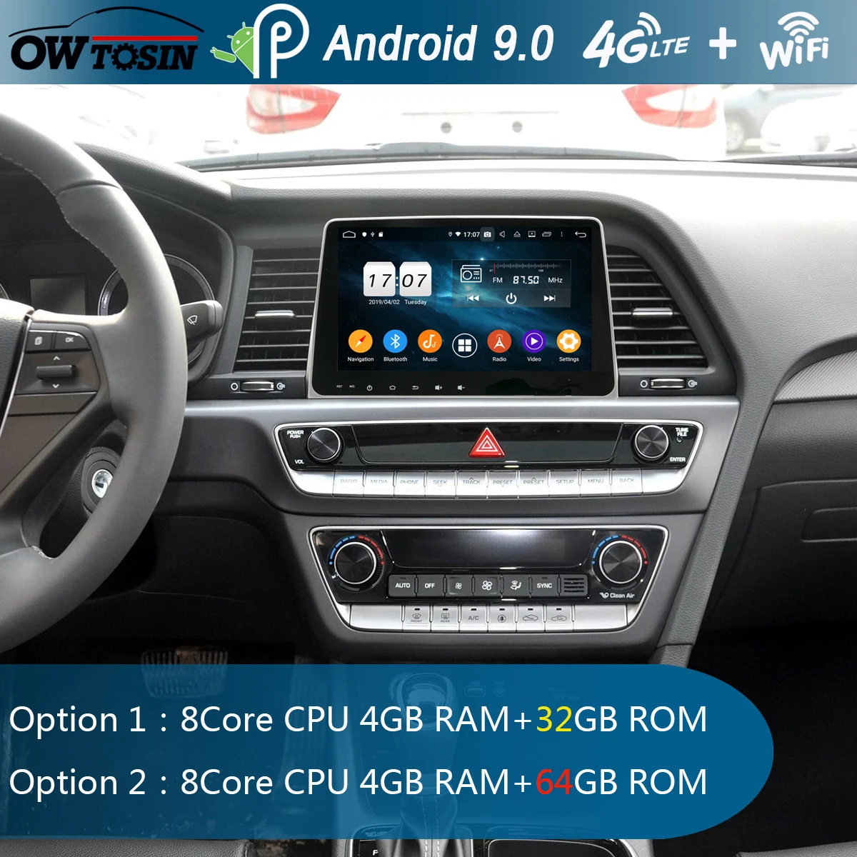 Автомагнитола 9 &quotIPS 8 ядер 4 Гб ОЗУ + 64 ПЗУ Android 0 GPS для Hyundai Sonata 2018 DSP CarPlay Parrot BT