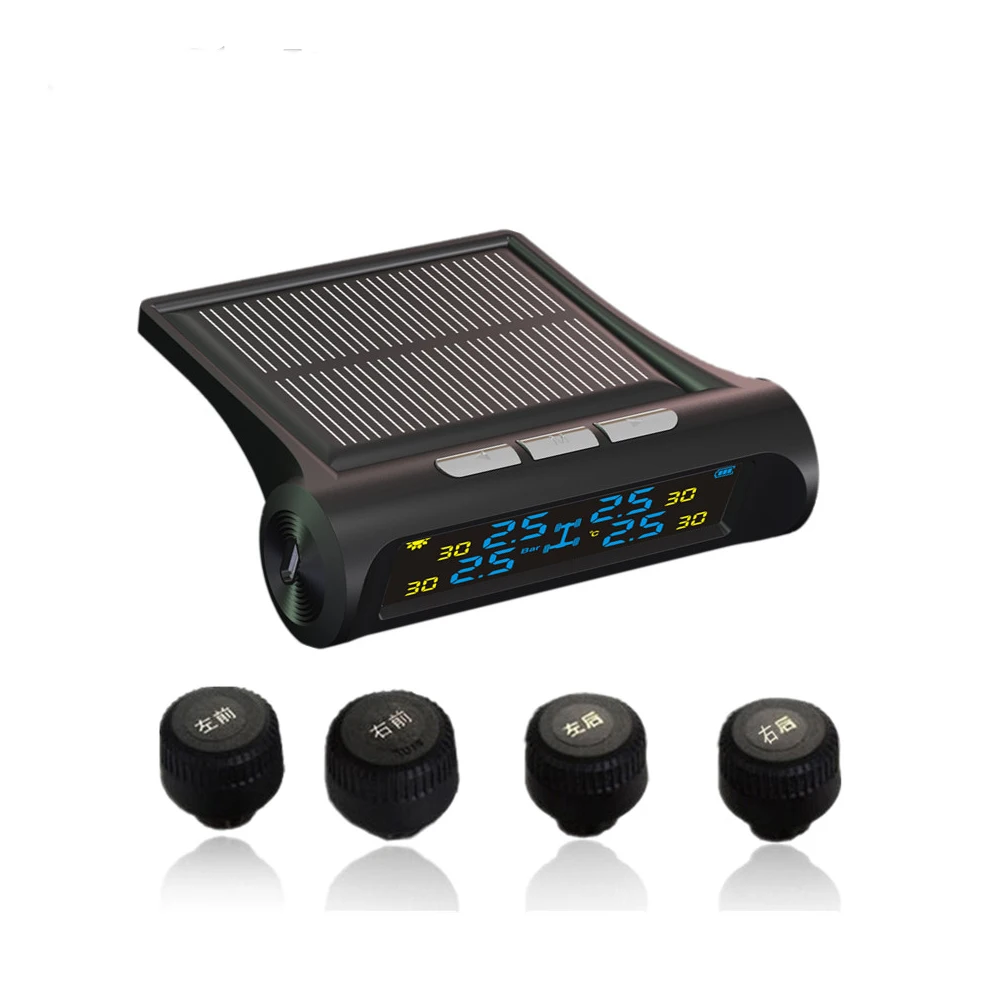 Умный автомобиль TPMS система контроля давления в шинах Солнечная энергия зарядка