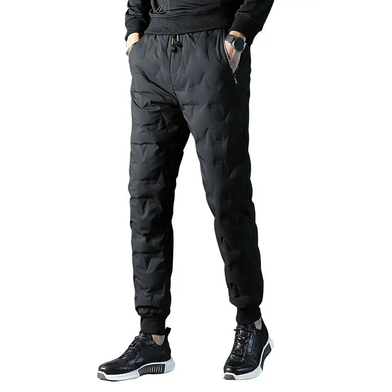 

men's 2020 fashionable down trousers men's warm pants outdoor thickened cold proof pants men's slim 80 white duck down