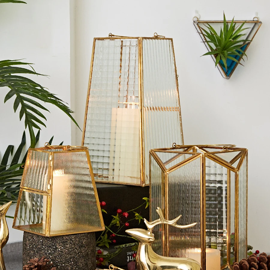 Металлические стеклянные подсвечники в скандинавском стиле декоративные свечи