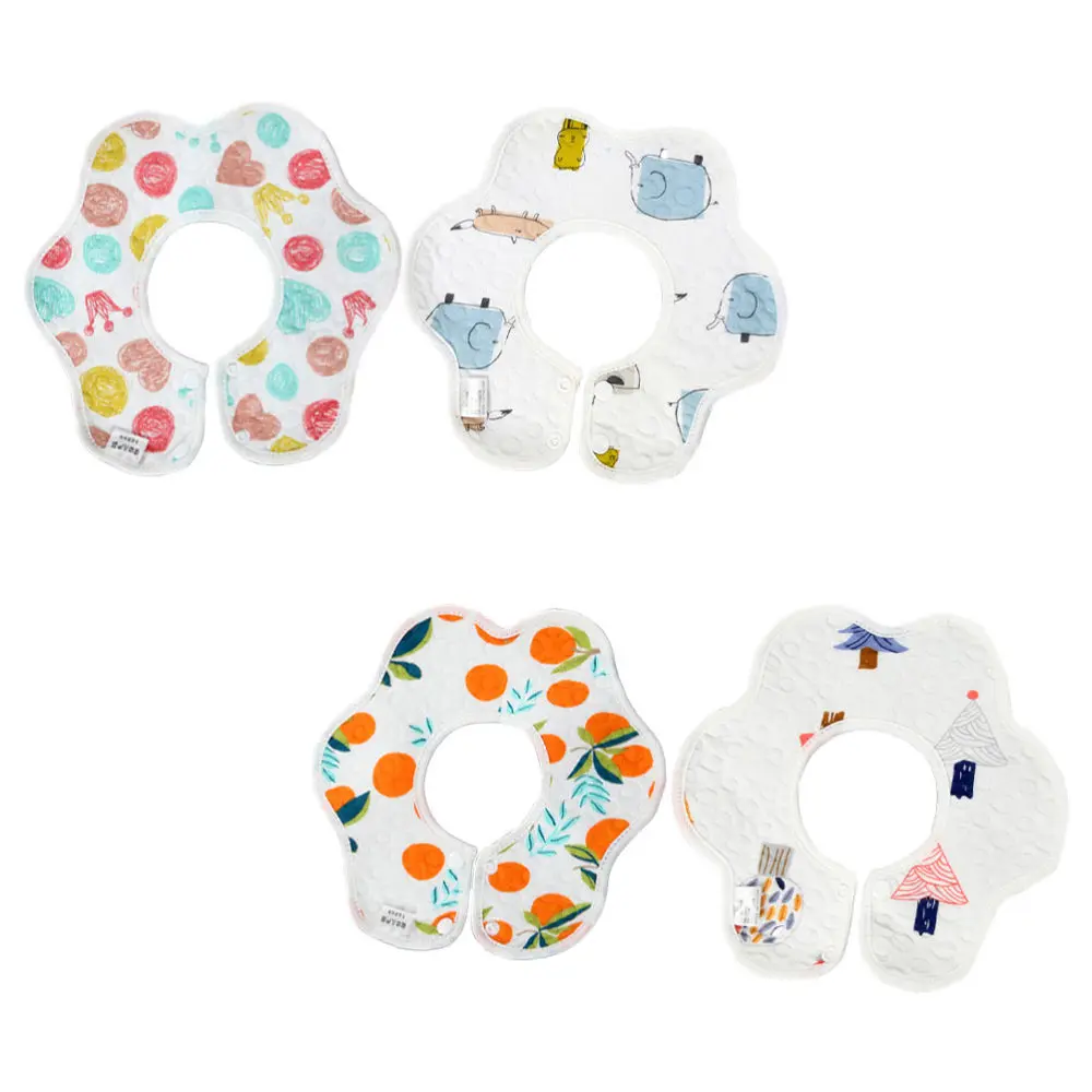 

4PCS Waterproof Pure Cotton Baby Bib Cartoon Printing Newborn Bib Newborn Bib
