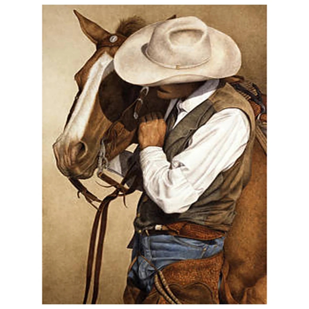 

5d Diy Diamond Embroidery Western Cowboy Horse Diamond Painting Full Rhinestone Mosaic Cross Stitch Home Decoration Hobby Gift