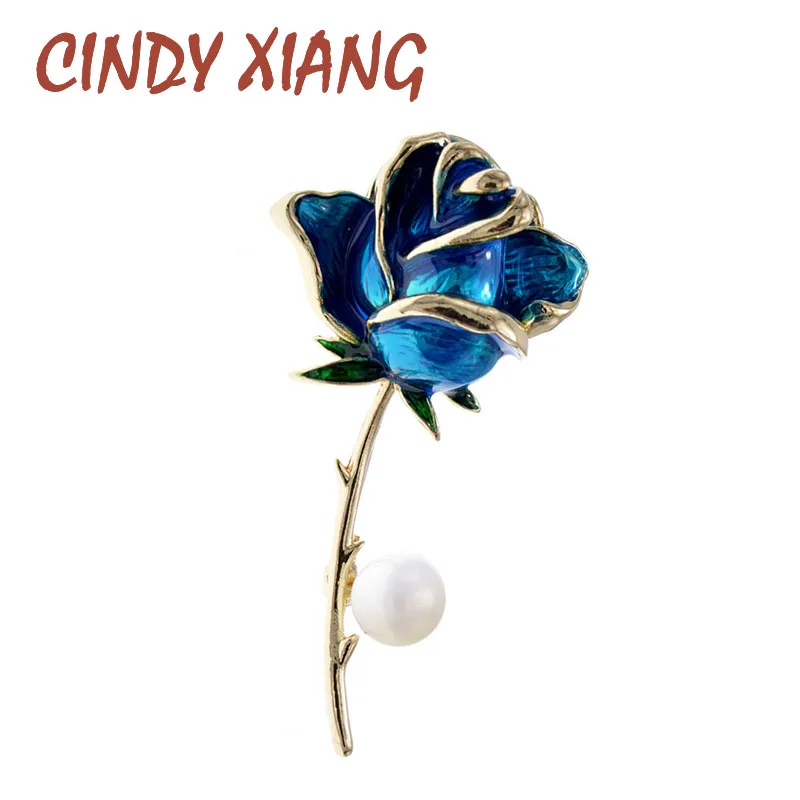 CINDY XIANG эмалированные броши в форме цветка розы для женщин 4 цвета на выбор жемчужная булавка Свадебная Модная бижутерия Высокое качество Новинка