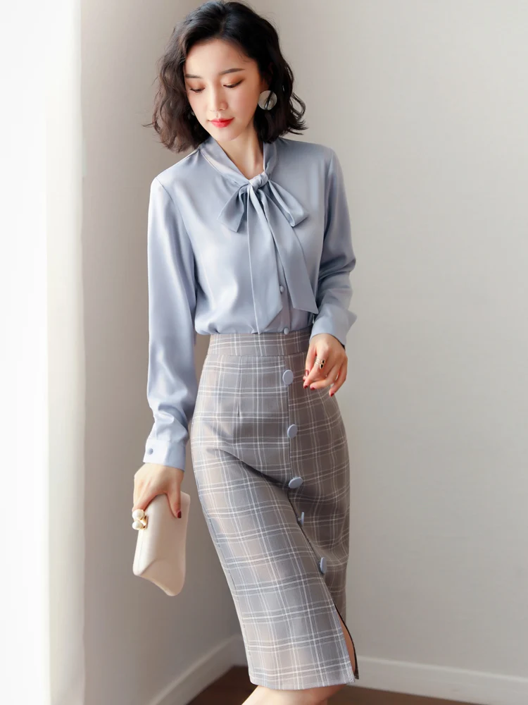 Женское повседневное элегантное офисное платье на весну и осень 2020 женское