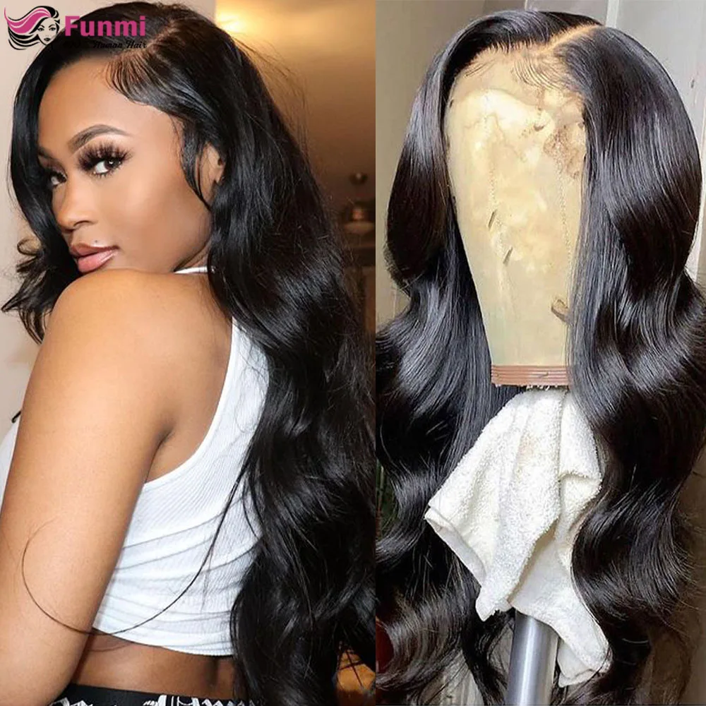 Body Wave 13x4/13x6 Lace Frontal Human Hair Wigs For Black Woman Pre Plucked Remy Hair Brazilian 180% 4x4 Lace Closure Wigs