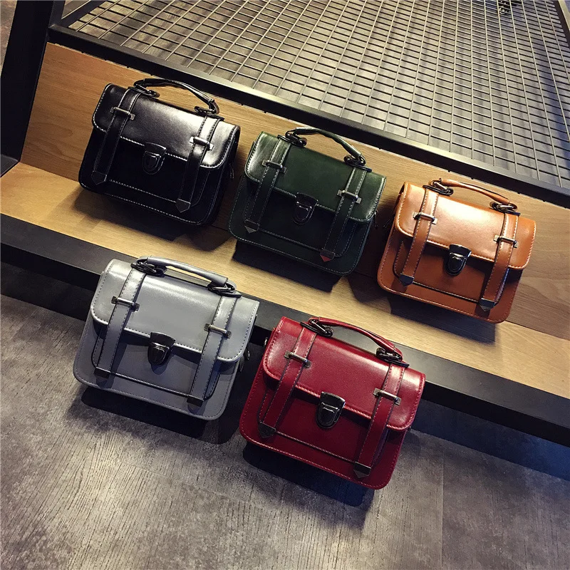 

2021 new style messenger bag retro women's bag single shoulder bag PU Leather Messenger Bag Small Square bag women's make-up bag