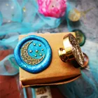 Восковой штамп с Луной, звездами, звездным небом, головка штемпеля в стиле ретро