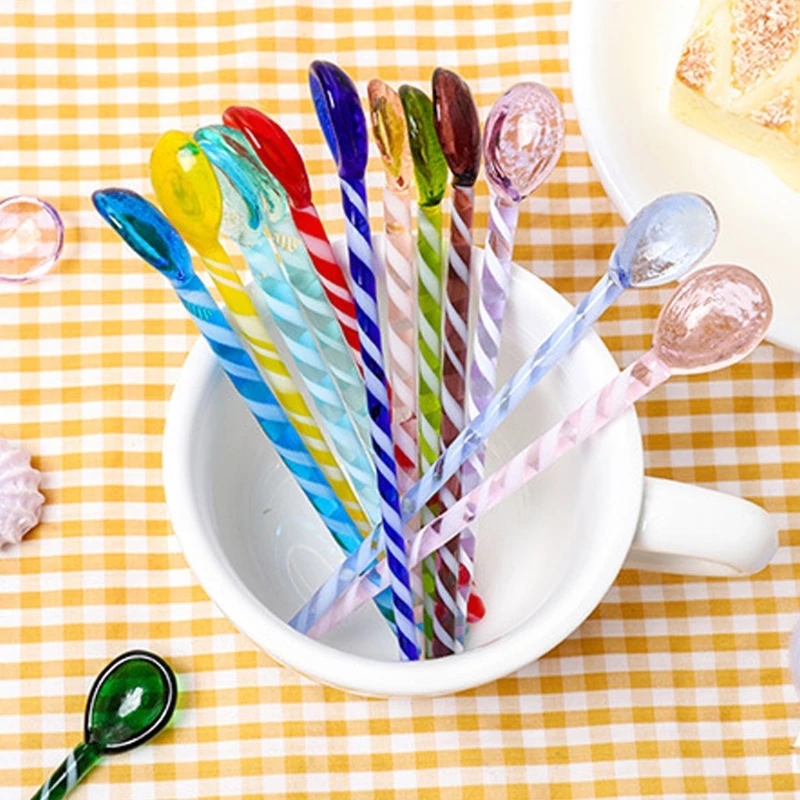 

Glass Material Tableware Creative Boxed Coffee Spoons Sugar Spoons Tea Spoons Stir Bar Spoons Stirring Spoon Multi Color