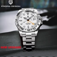 2021 pagani design new upgrade gmt automatic mechanical clock 316l stainless steel 100m waterproof mens watch reroj hombre