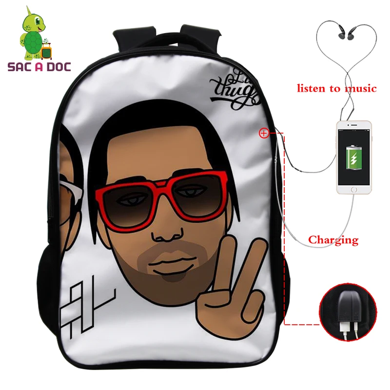 Bookbag 20 16 дюймов рюкзаки PNL печать USB зарядка школьный рюкзак для подростков мальчиков и девочек рюкзак для ноутбука дорожная сумка Sac Dos - Цвет: Bookbag 20