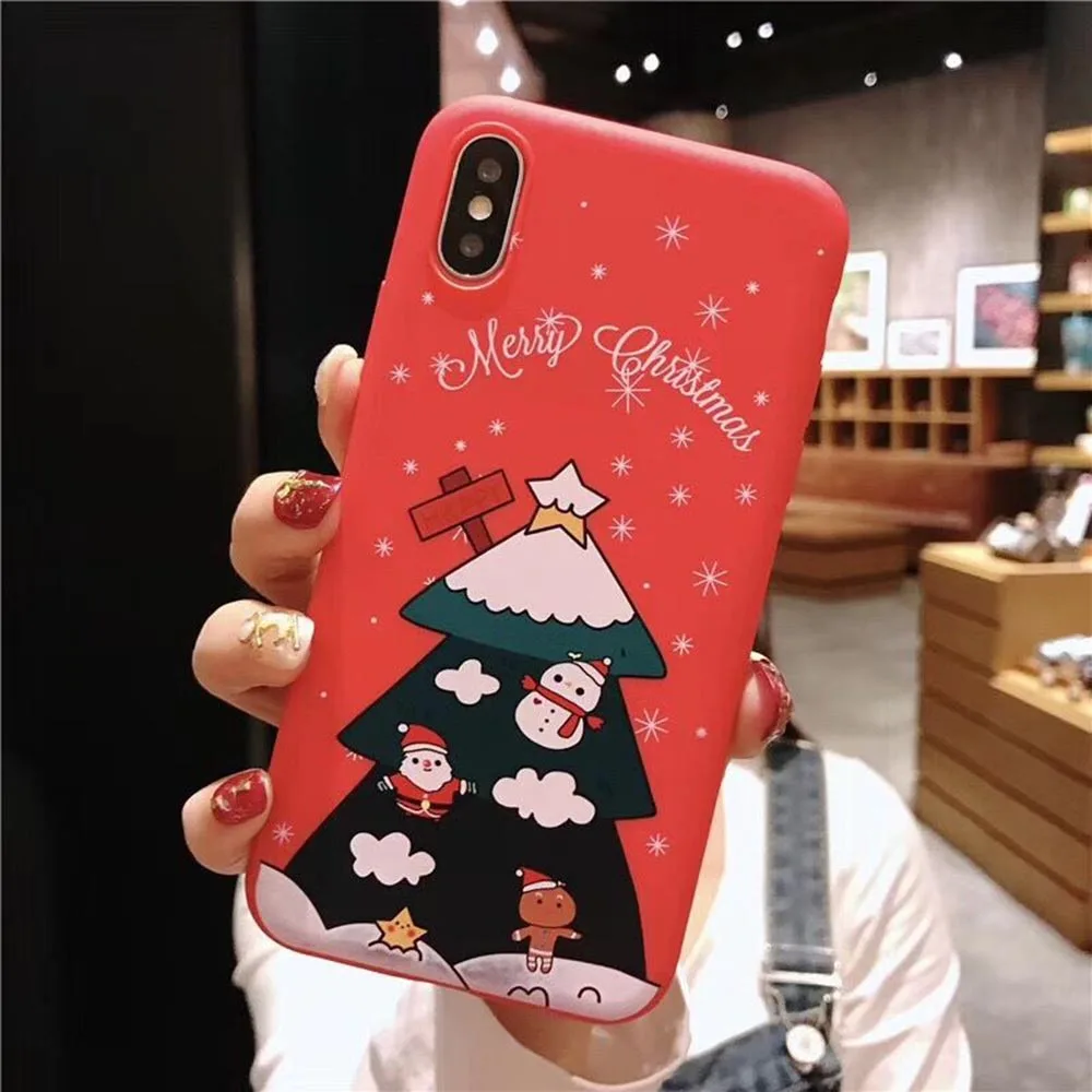 

Lovebay Cartoon Christmas Phone Case For iPhone 11 7 8 6 6S Plus Santa Claus Soft Case For iPhone XR X Xs 11Pro Max Lovely Back