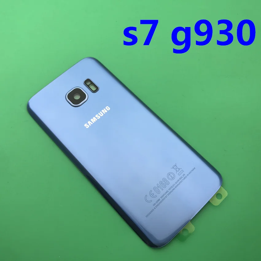 Samsung Galaxy S7 edge оригинальная Задняя крышка батареи G930 G930F чехол G935 G935F задняя дверь корпус стеклянная панель Запасная часть - Цвет: s7 Coral blue