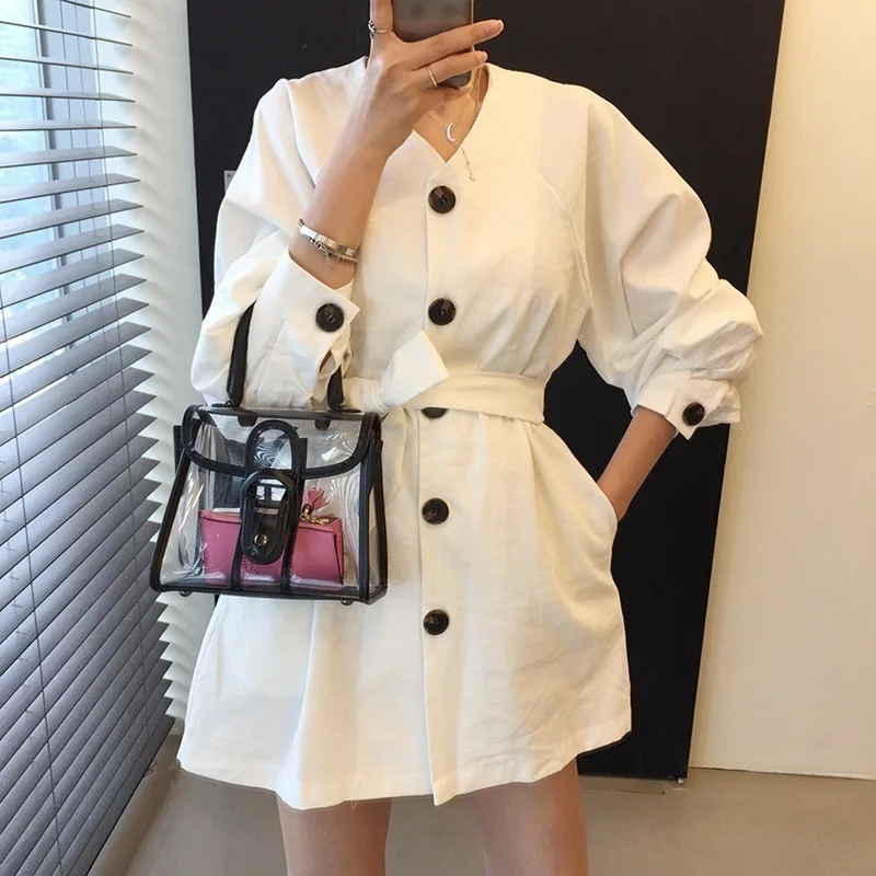 Женское однобортное платье EWQ универсальная рубашка с длинным рукавом и