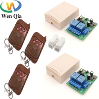 wenqia 433mhz rf 500m remote control switch ac 85v220v 10a 2ch 2 gangs relay receiver and transmitter for light led controller