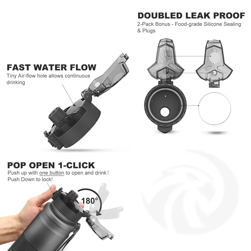 Спортивная бутылка для воды 700/1000 мл 8 цветов | Дом и сад