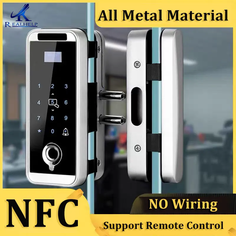 Стеклянный дверной замок с идентификацией через отпечатки пальцев офисный