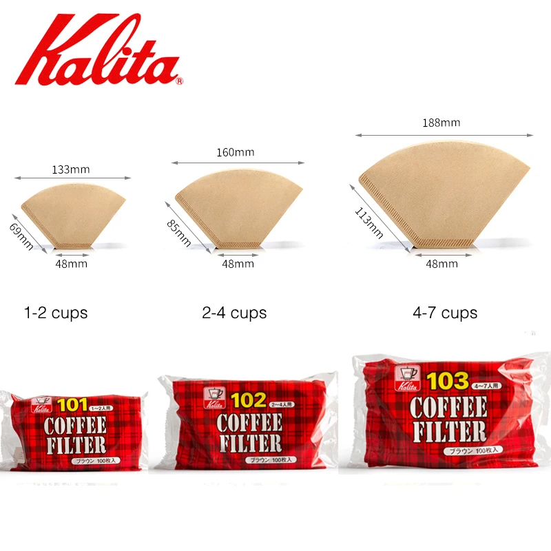 Фильтры kalita для кофе бумажные фильтры 100 листов коричневого цвета с капельницей