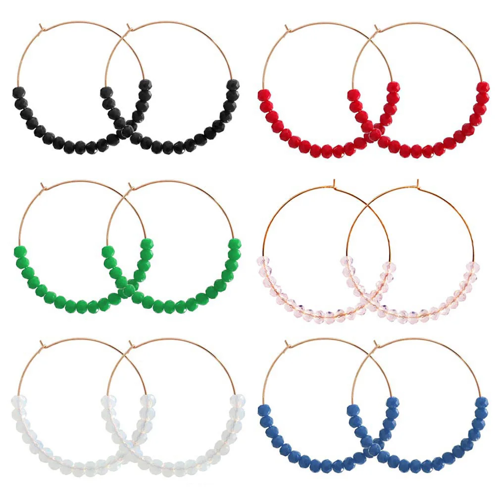Bohemian Handmade Natural Stone Beads Hoop Earrings for Women New Fashion Loop Round Circle Creole Earring Designer Jewelry