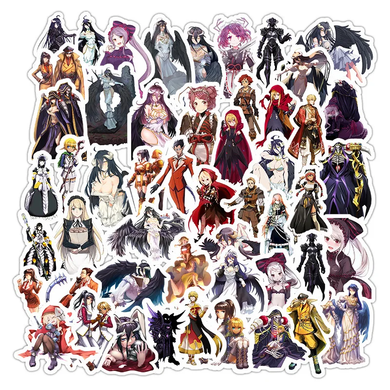 50Pcs Vintage Anime Overlord Retro Stickers For Home Living Room Decoration Kraft Stickers Painting Stickers Decals