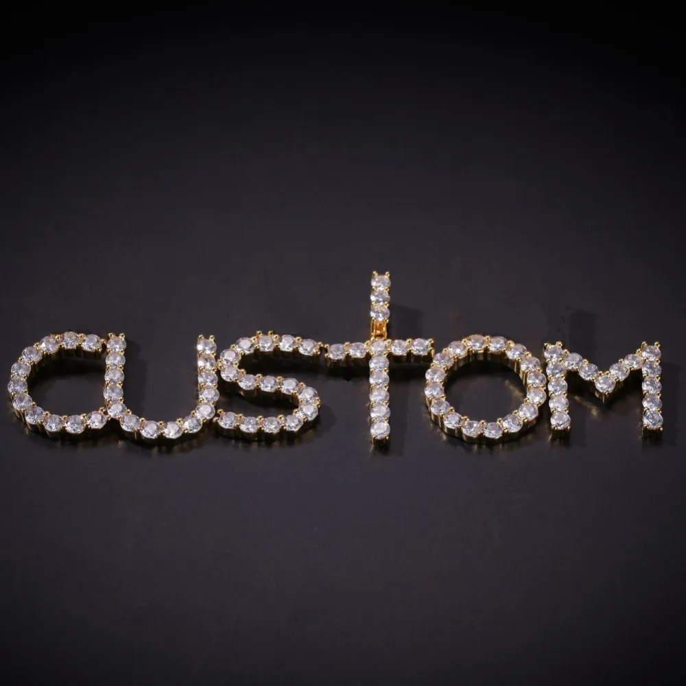 Блинг король небольшой Размеры теннис пузырь буквы кулон A Z пользовательские