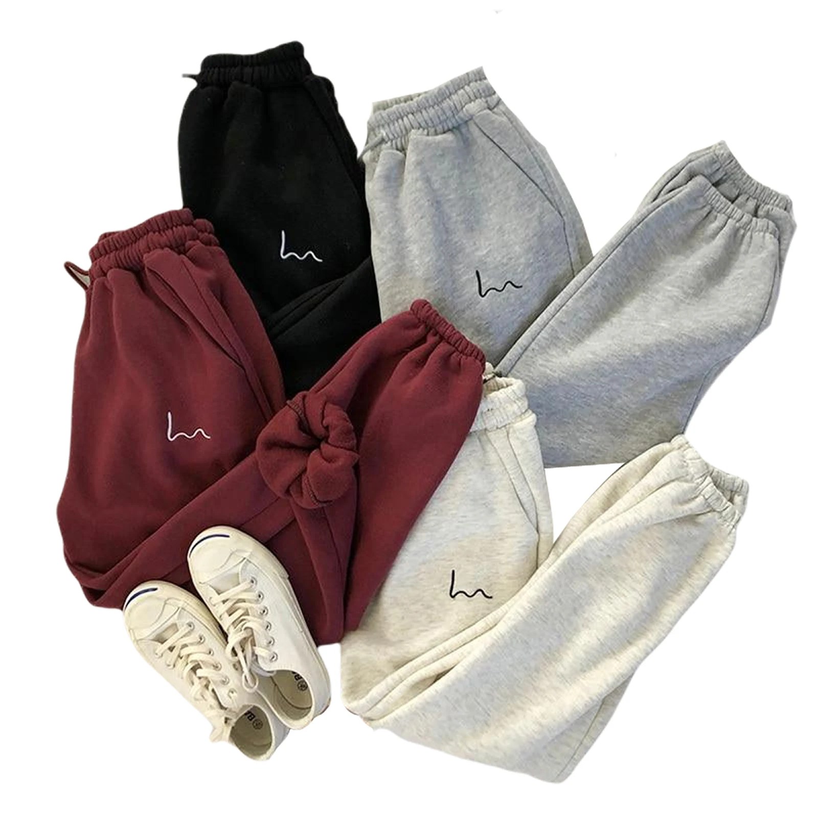 

Women 2020 Casual Sport Pants Autumn Wear Solid-Color High Elastic-Waist Long Trousers Pants with Tight Taper Bottom for Gils