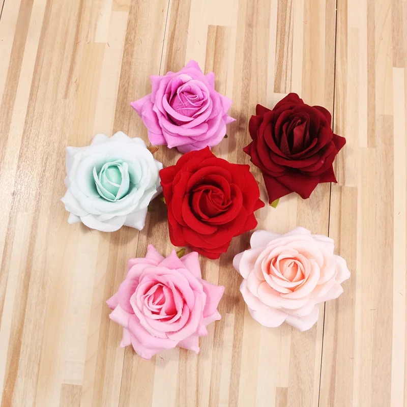 

SMARIHAS 5pcs 8cm simulation large-edge rose silk flower head flower DIY non-tapping shoes and hat wedding decoration flowers