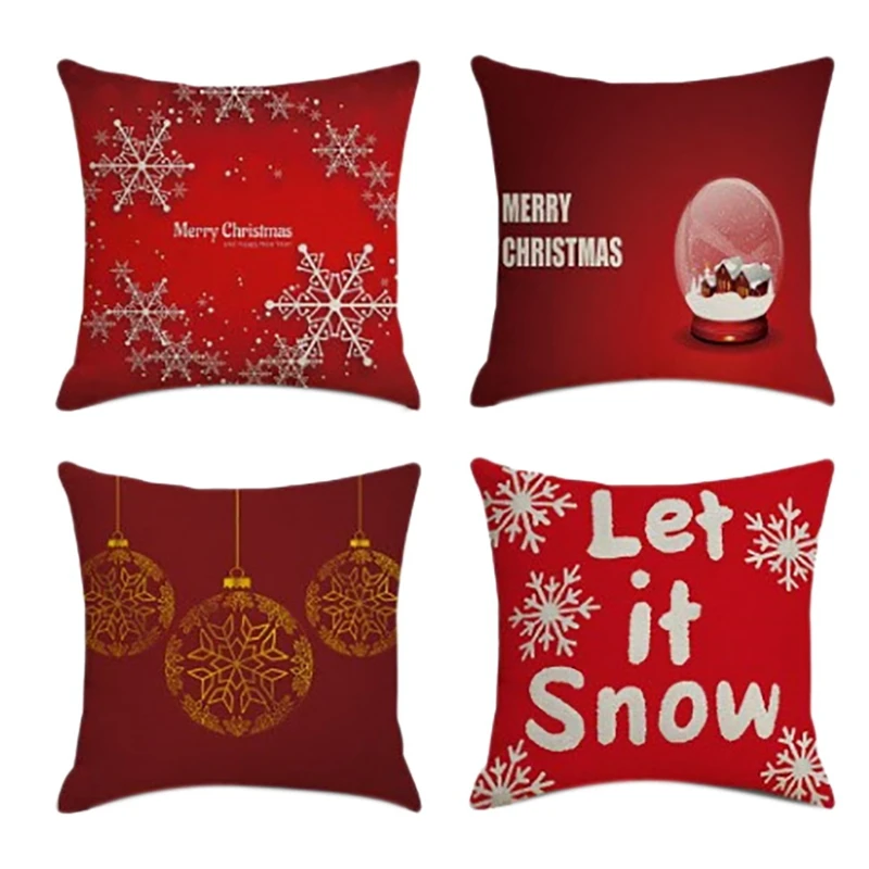 

Рождественская квадратная наволочка, домашний декор, льняные наволочки для подушек, наволочки для дивана, автомобиля, простой узор, подарок...