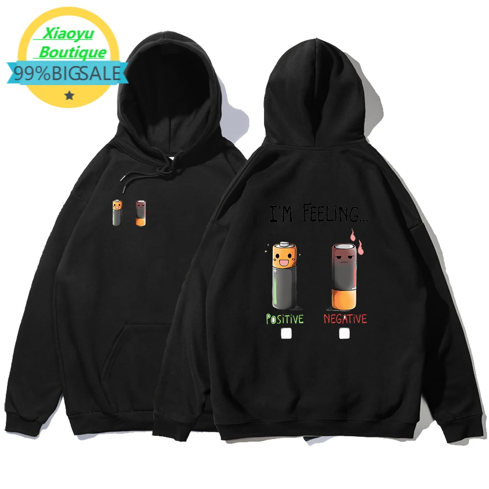 

Positive Or Negative Double-Sided Printing Hoody Men Harajuku Cute Clothes Loose Casual Sweatshirt Fleece Pullover Mens Hoodie