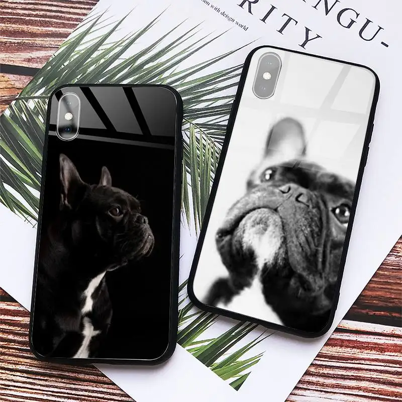 

Funny French Bulldog cute cartoon Phone Case Tempered glass For iphone 6 7 8 plus X XS XR 11 12 13 PRO MAX mini