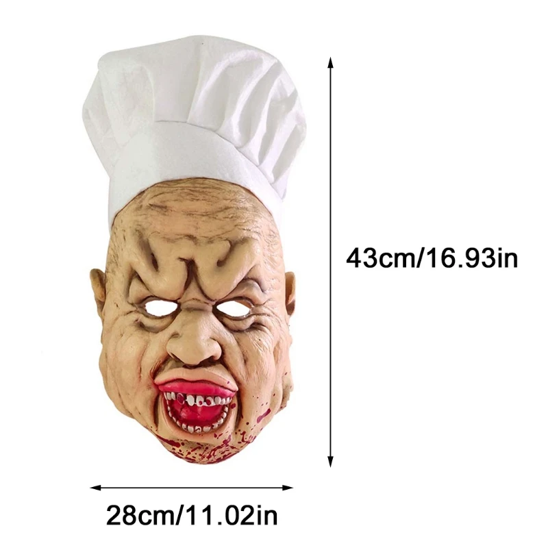 

Halloween Butcher Latex Full Mask Crazy Bloody Creepy Scary Headgear Funny Horror Cook Mask Cosplay Props