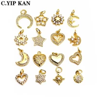 best selling small love pendant palm star moon charms micro zircon gold plated pendant diy bracelet necklace accessories