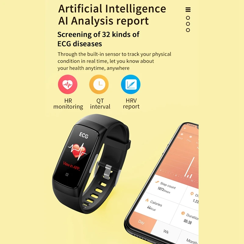 

TM01 Smart Bracelet Thermometer Bracelet,Waterproof PPG+ ECG Blood Oxygen Blood Pressure Monitoring,for Men/Women