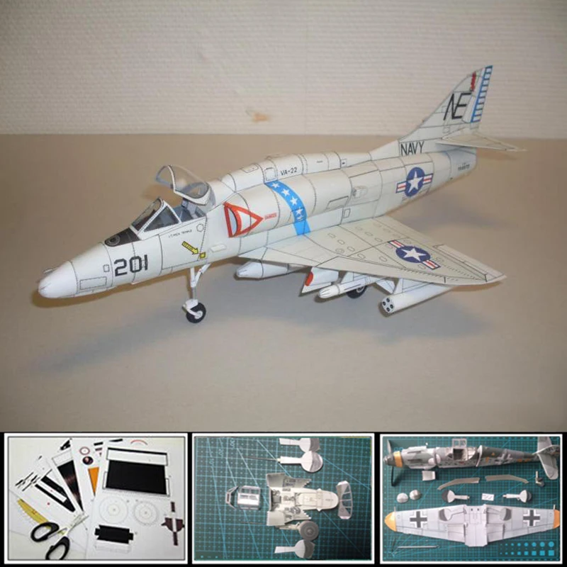Модель 3D карты самолета игрушки Масштаб 1:33 US A4 Skyhawk Fighter военная модель бумажные
