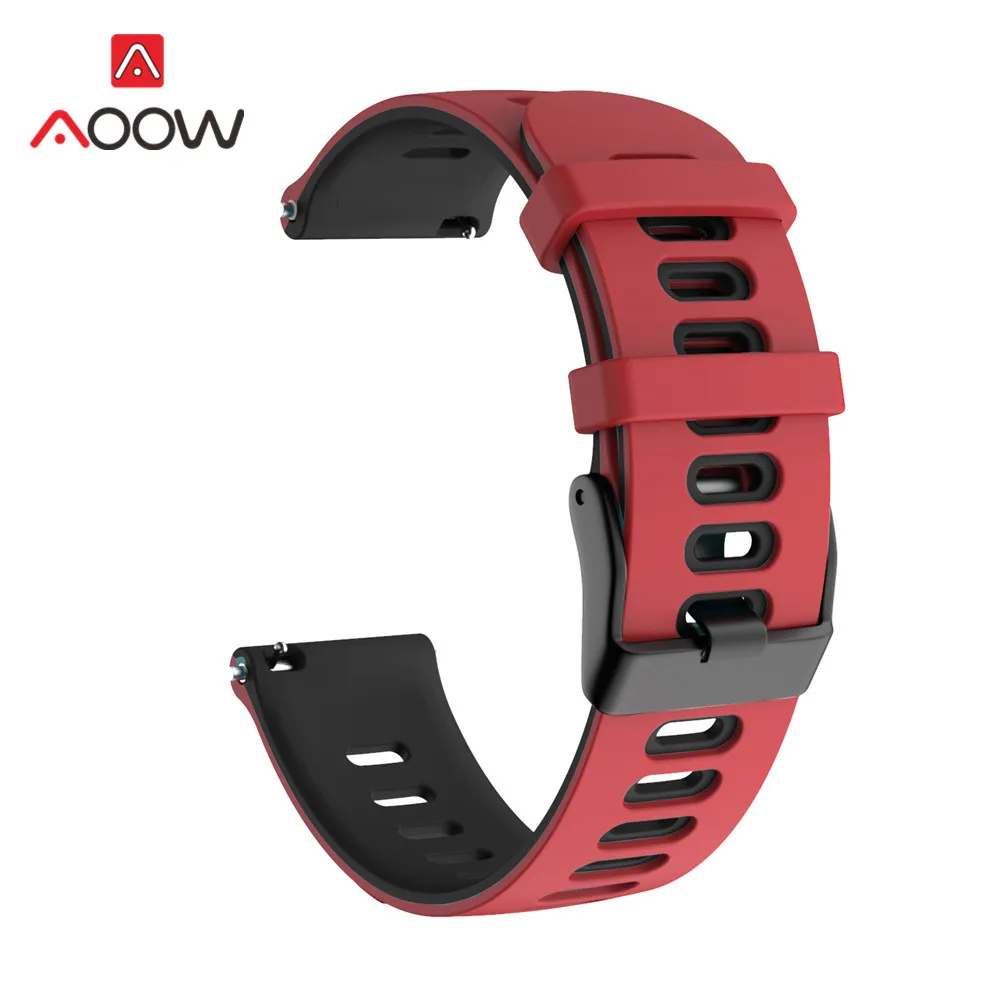 Red 20 мм спортивный силиконовый ремешок для часов samsung Galaxy Watch Active2 40 мм 44 мм 42 мм Active 2 Garmin Amazfit huawei Band ремешок Correa - Цвет ремешка: Red