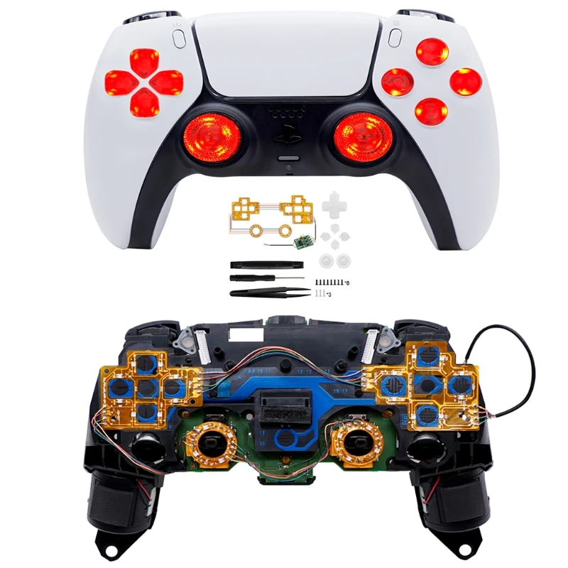 

Multi-Colors Luminated D-pad Thumbsticks Face Buttons (DTF) LED Kit For PS5 Controller Electronic Machine Accessories