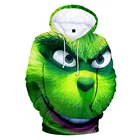 Толстовка мужская с капюшоном, свитшот с зелёной шерстью, худи для отдыха, модная уличная одежда с 3D рисунком