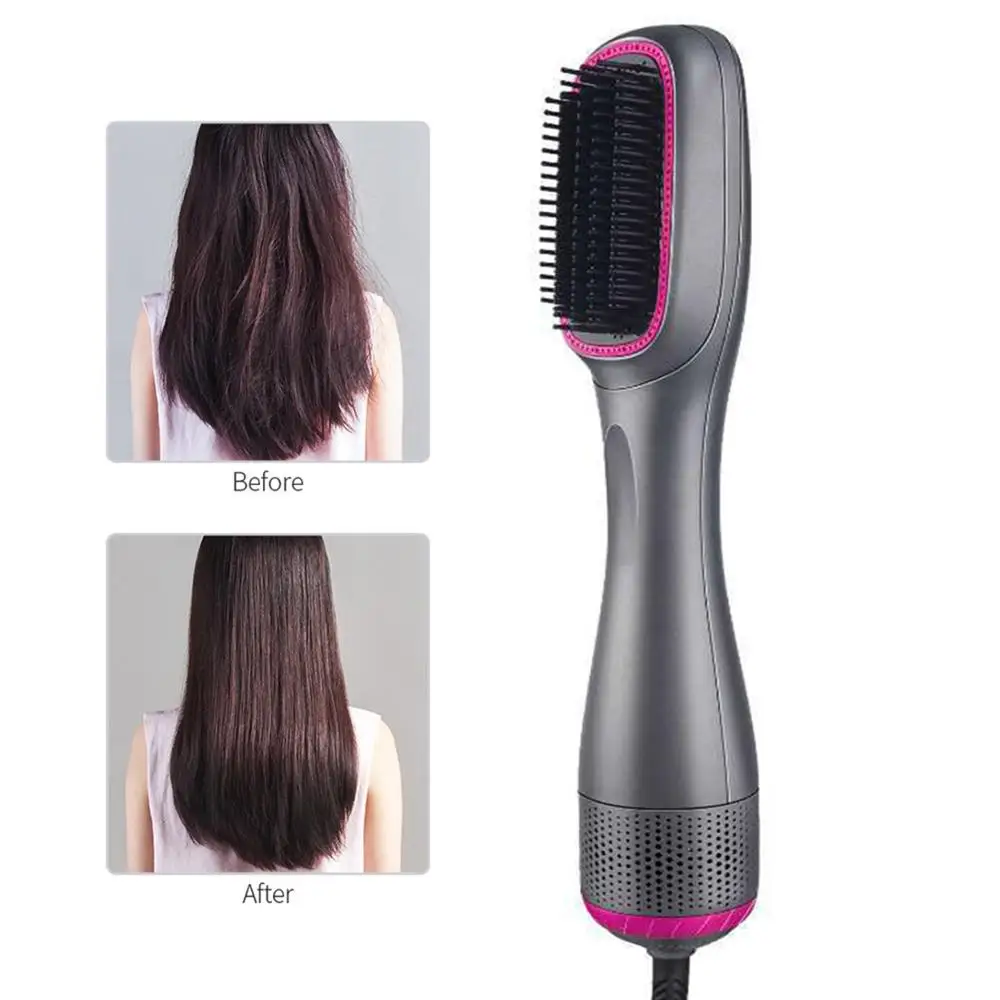 

New One Step Hair Dryer Smoothing Brush Hot Hair Comb Styling Flat Iron Volumizer Dryer Negative Ion For Reducing Frizz & Stati
