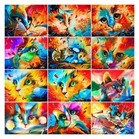 diy 5d full diamond painting embroidery animal square round dirll color cat mosaic furniture decoration hobby gift