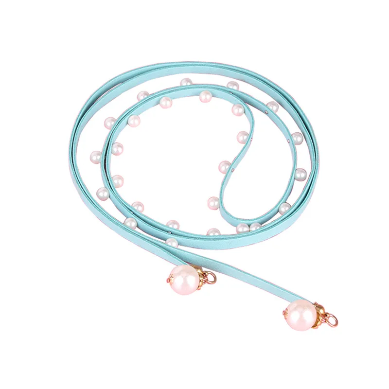

New dress belt pearl thin belt embellish super long waist chain