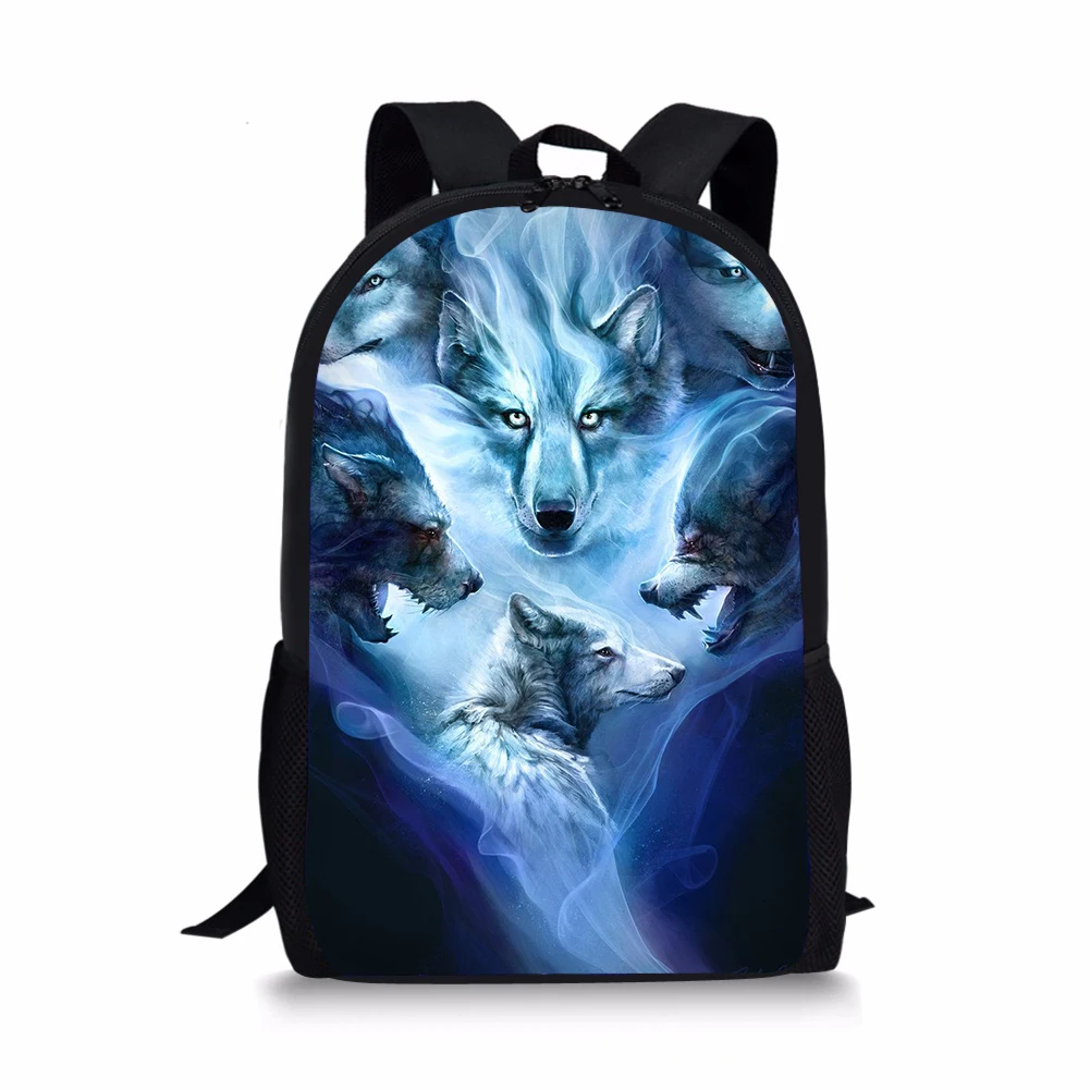 HaoYun Fashion Children's Backpack Cartoon Fantasy Wolf Pattern Toddler Kids School Book Bags Animal Women's Travel Backpack