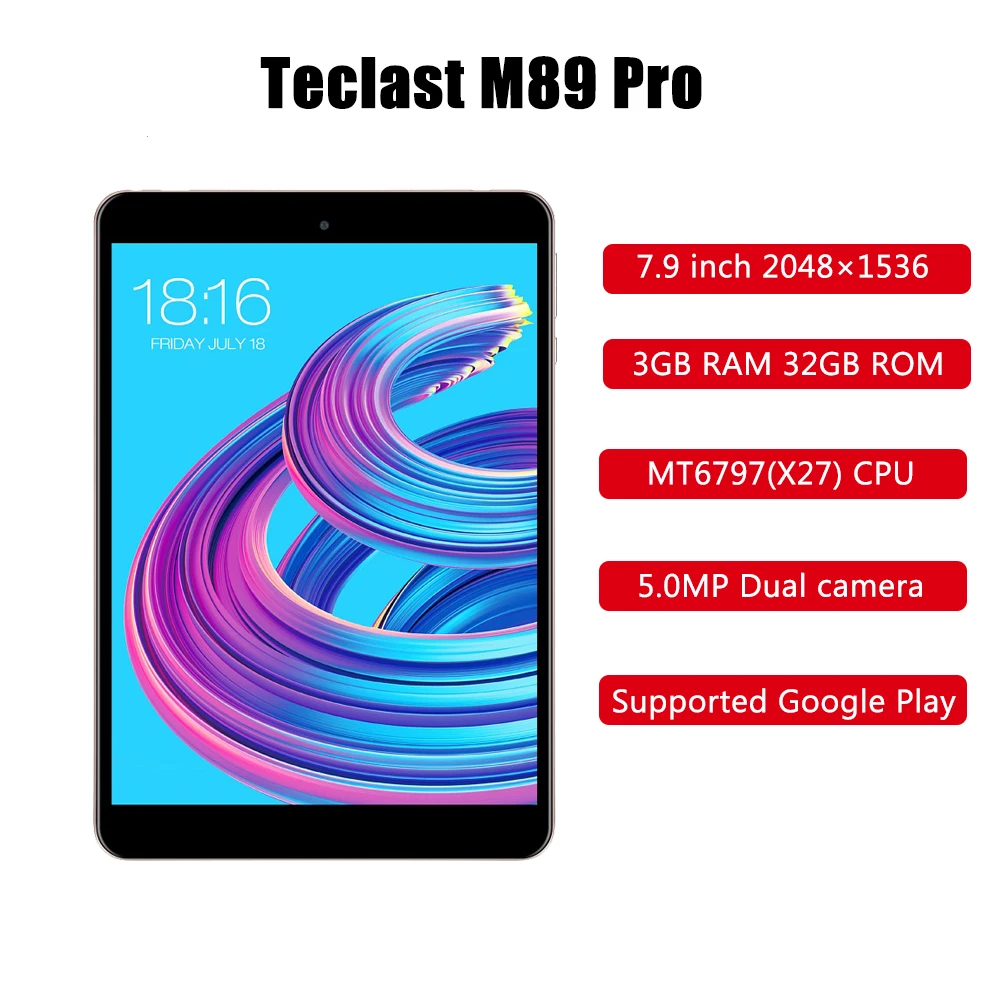 Teclast M89 Pro 7 9 дюймов 3 Гб RAM 32 ГБ ROM IPS X27 Deca Core 5.0MP 2048 × 1536 Type C 2 4G + 5G двухдиапазонный WiFi
