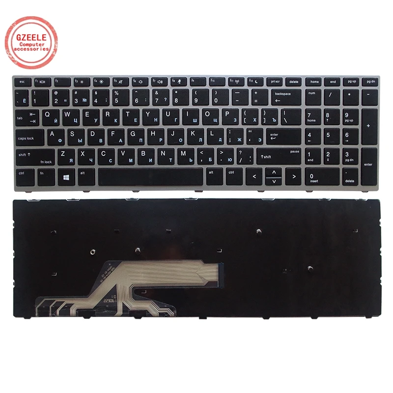 

Русская клавиатура для ноутбука HP Probook 450, G5 455, G5 470, G5, с серебристой рамкой
