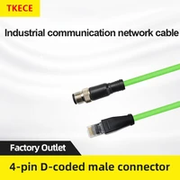 tkece profinetethercat network cable high flexible double shielded m12 straight to rj45 industrial communication cable