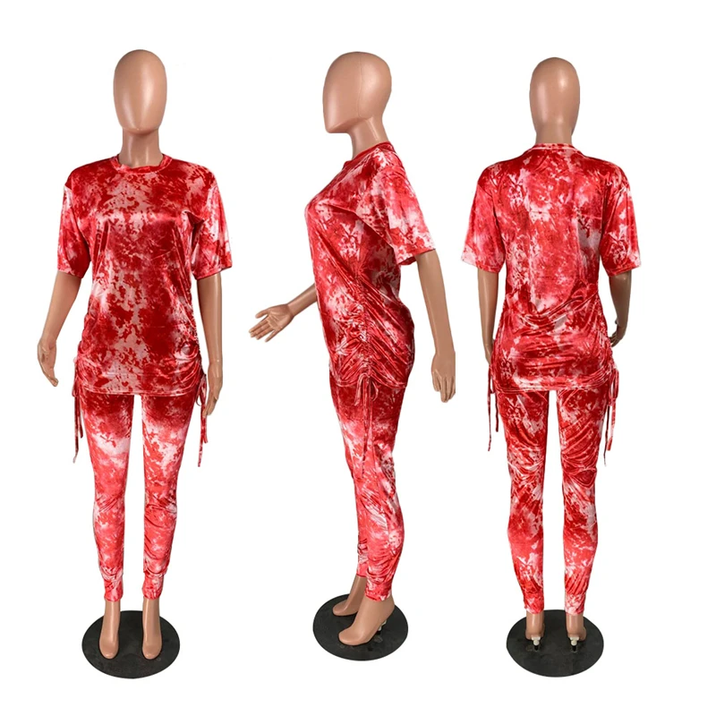 

Summer Women Short Sleeve Top and Pants 2 Piece Sets Casual Leggings Womens Outfits Velvet Tracksuit Wholesale Dropshipping
