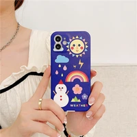 iphone case blue background weather tag for iphone12 case apple 12 pro case rainbow raining snowman iphone 78 x xr case